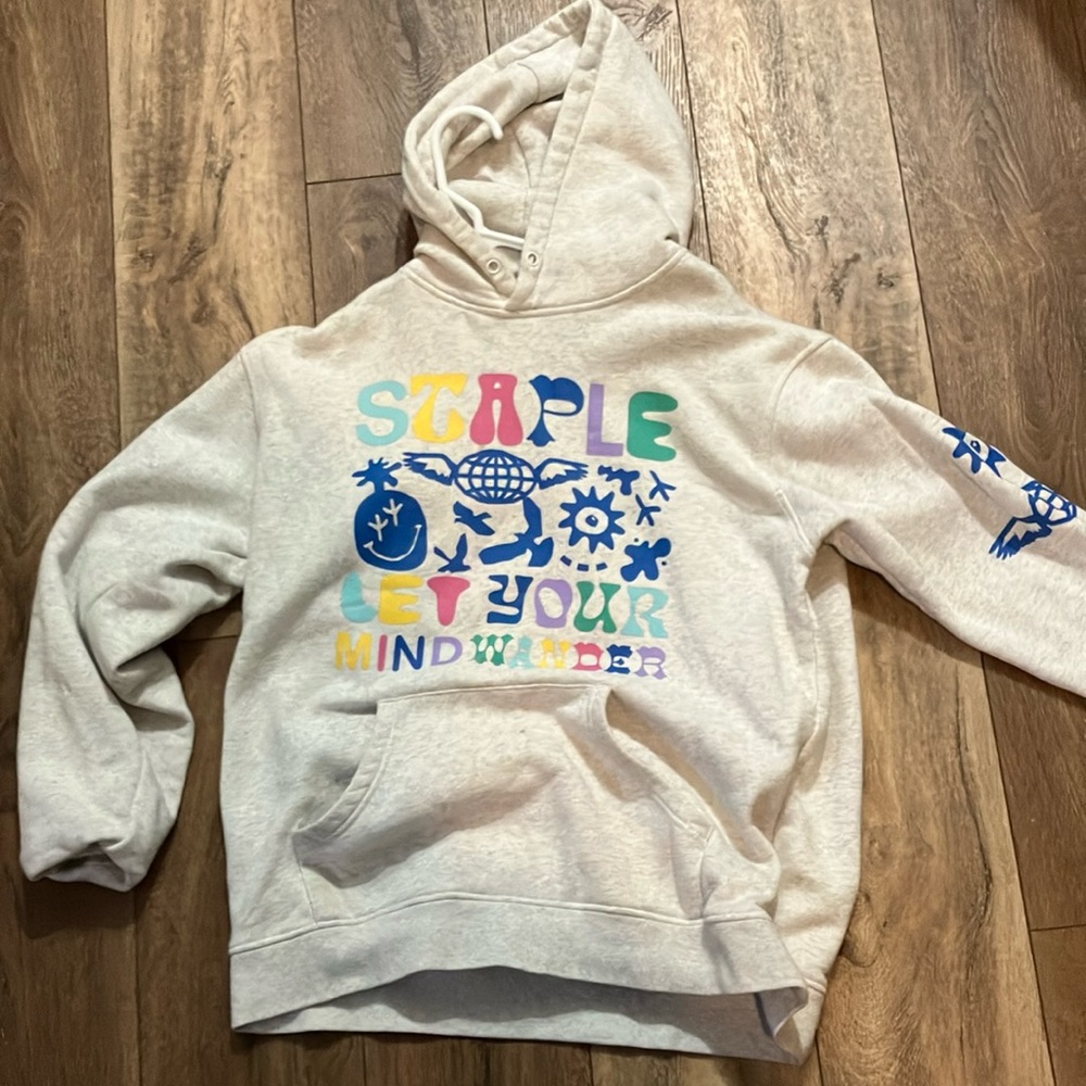 Staple Kids Cream Hoodie with Colorful Print